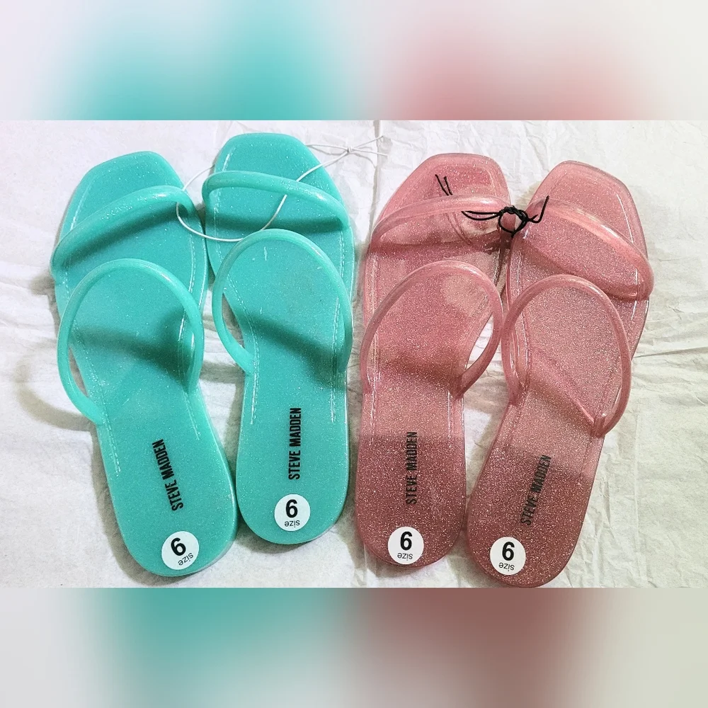 NWOT! Steve Madden Women's Pike Aqua/Pink Jelly Sandal Bundle Size 9 - Picture 3 of 5